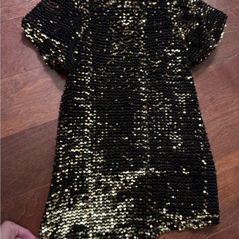 Zara Black and Gold Sequin Kids Dress